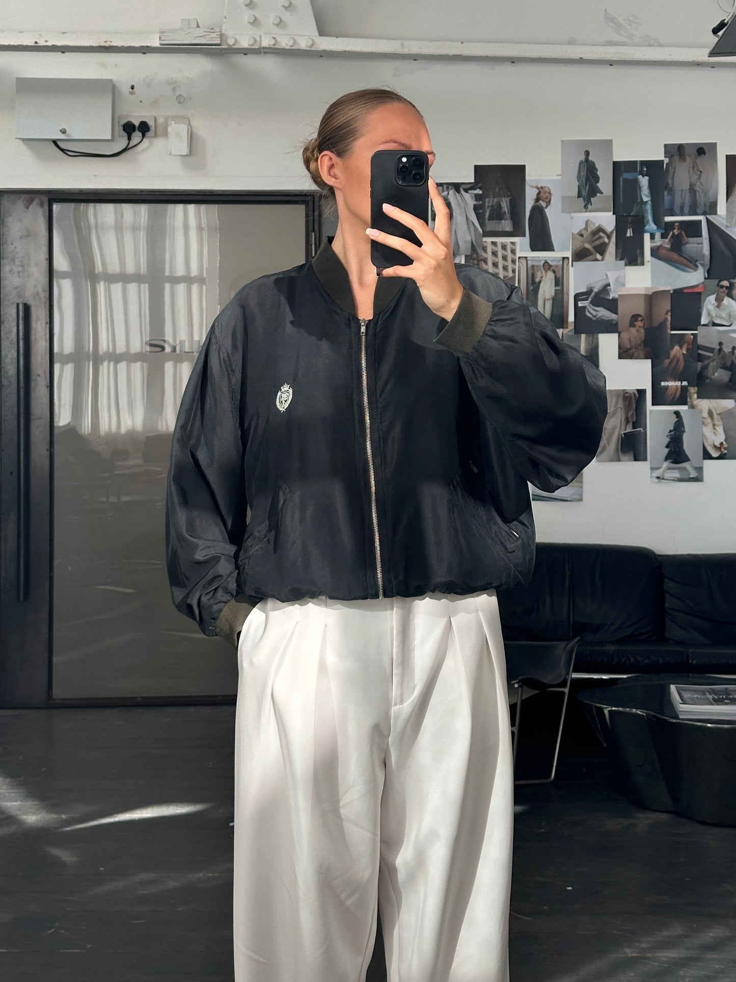 Vintage 1990s Pure Silk Bomber Jacket - M/L