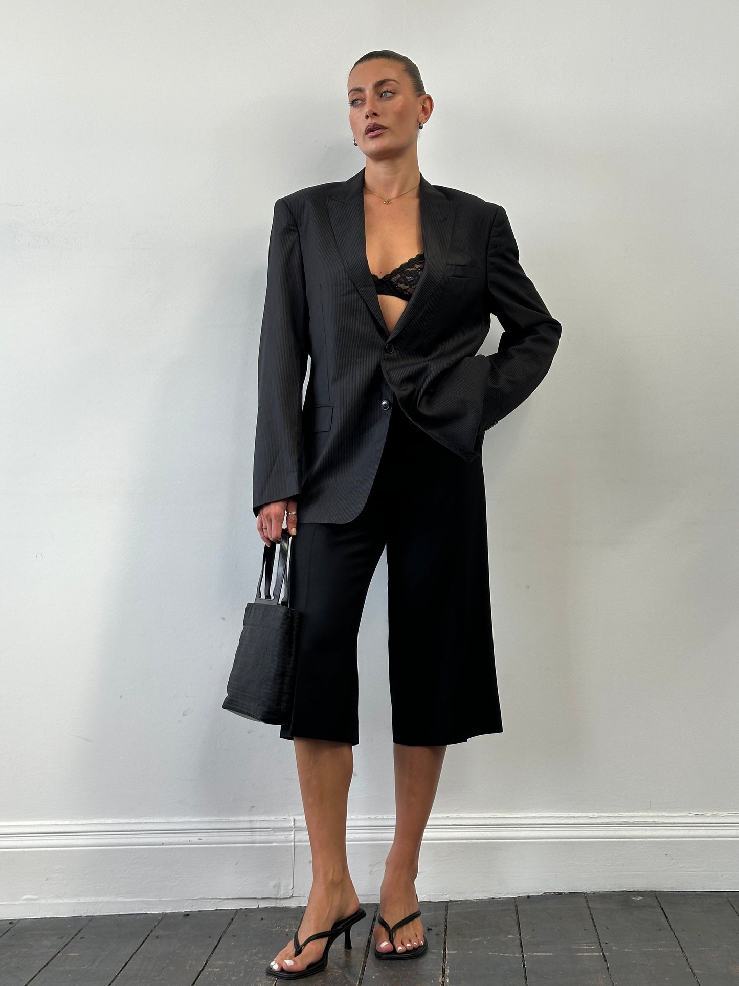 Versace Collection Stripe Wool Single Breasted Blazer - 40R/L