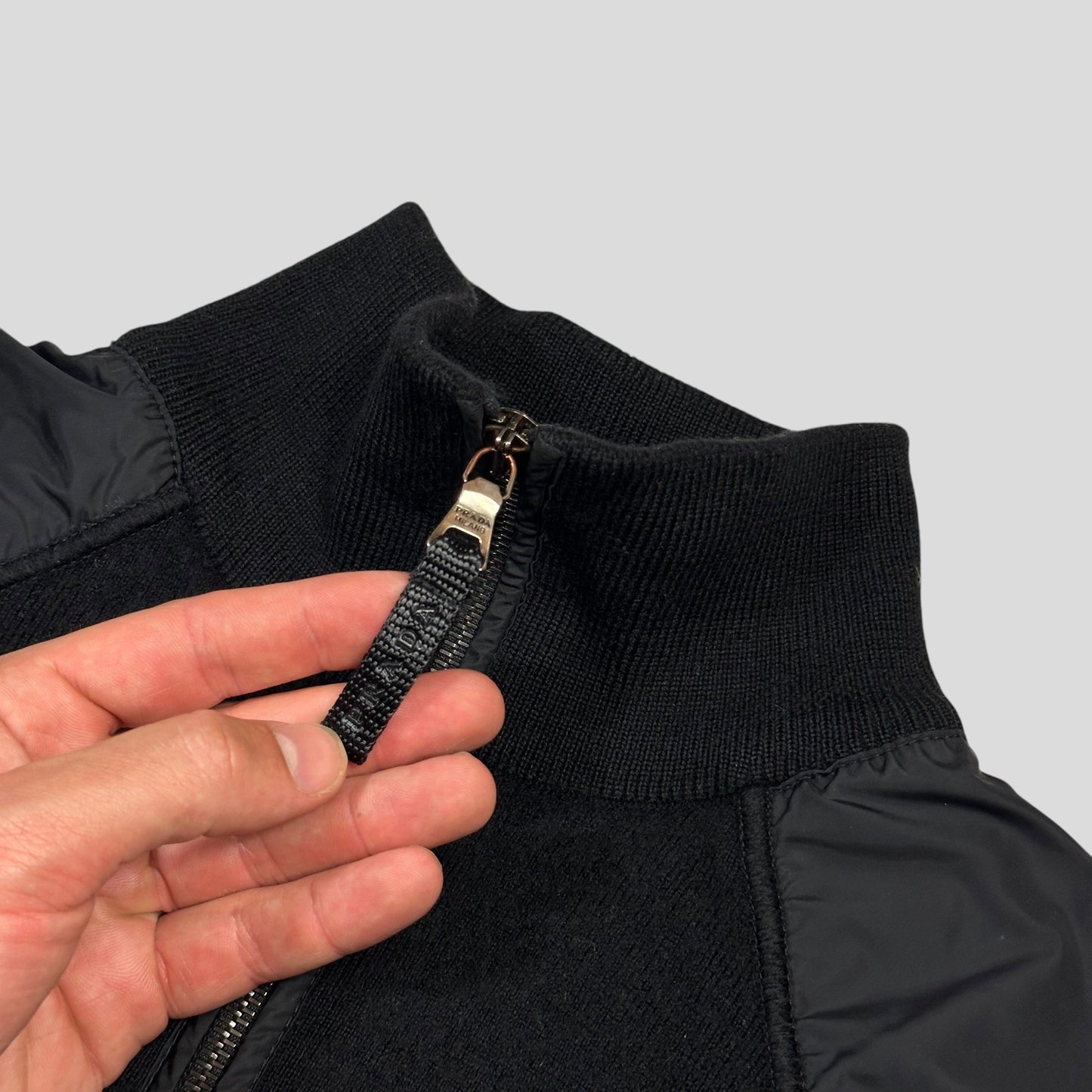 Prada Sport 2009 Black Nylon Wool Hybrid Bomber Jacket - S | Default Title, Black