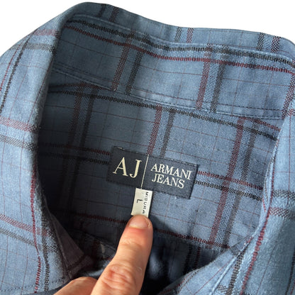 Armani Jeans 00’s Plaid Long Sleeve Shirt L | Large, Blue