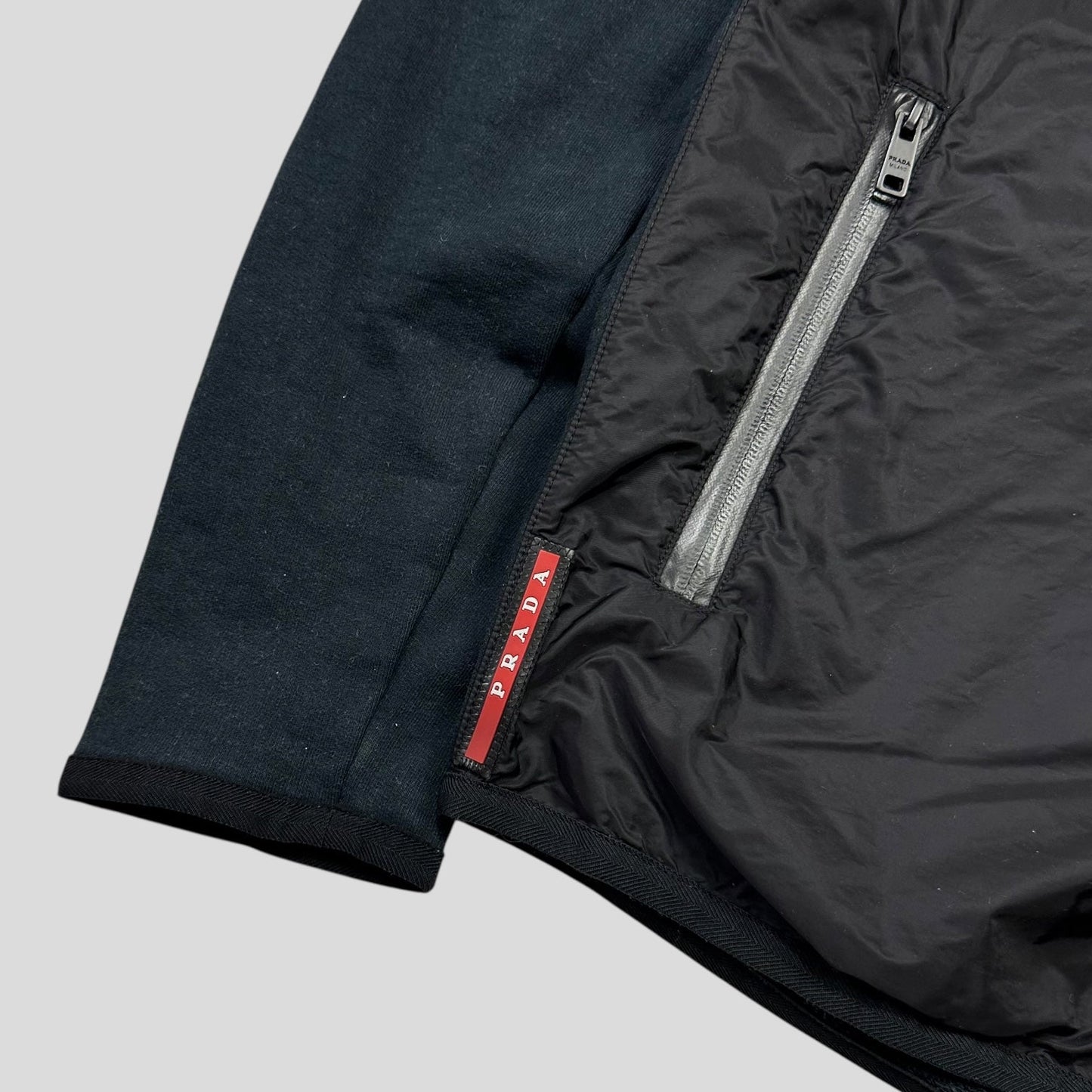 Prada 2017 Red Tab Nylon Panelled Hoodie Jacket - XXL (L)