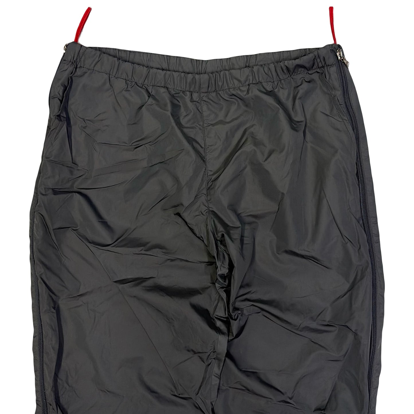Prada Sort Full Zip Nylon Trousers In Charcoal Grey (W32)