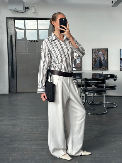 Burberry London 1990s Stripe Pure Cotton Logo Shirt - M/L