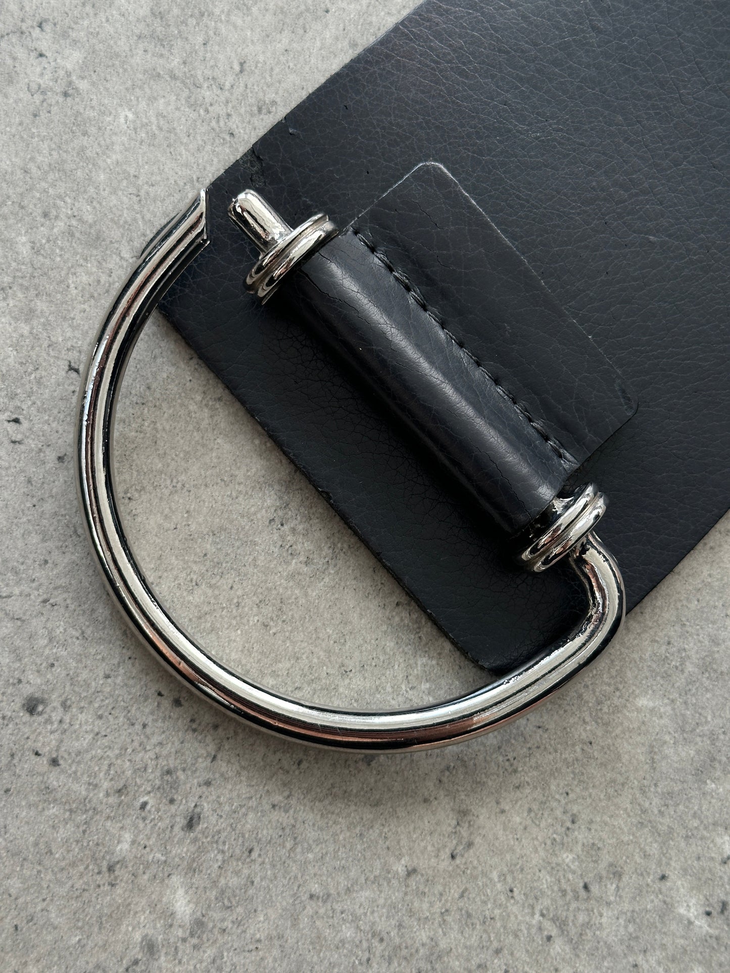 Vintage Chrome D Ring Leather Chunky Hip Belt W36-W38