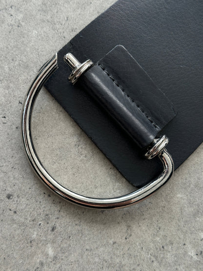 Vintage Chrome D Ring Leather Chunky Hip Belt W36-W38