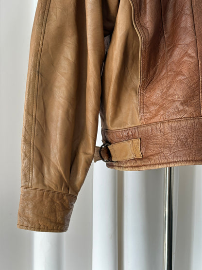 Italian Vintage 1980s Leather Bomber Jacket - M/L