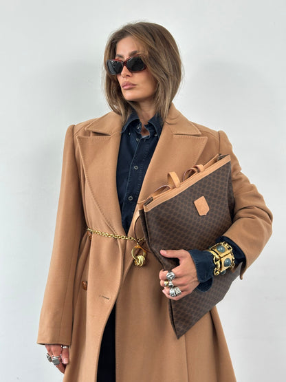 Valentino 1990s Pure Wool Double Breasted Bespoke Button Belted Coat - L