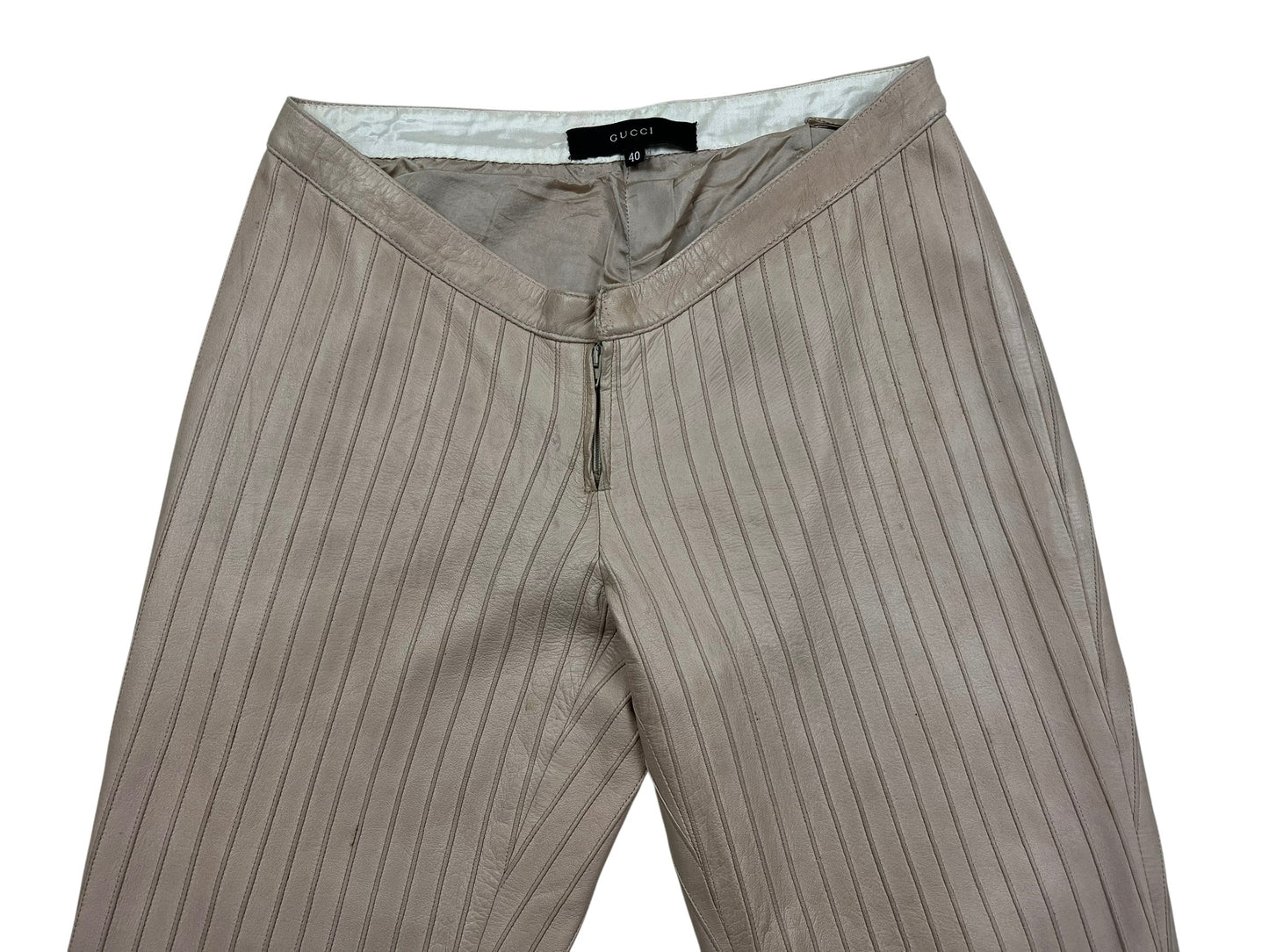 Gucci F/W 1999 leather pinstripe trousers Tom Ford era