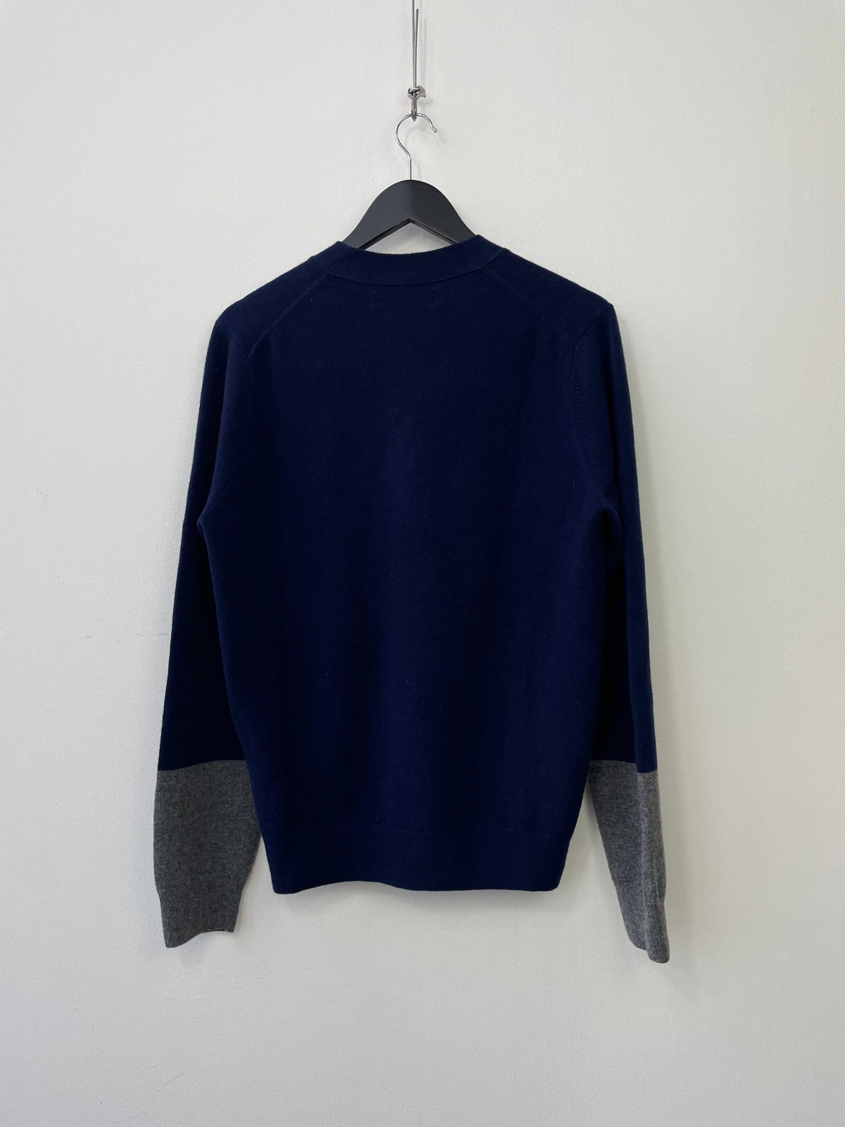 Comme Des Garçons SHIRT Lambswool Forever Cardigan | Medium, Navy Blue, Gray