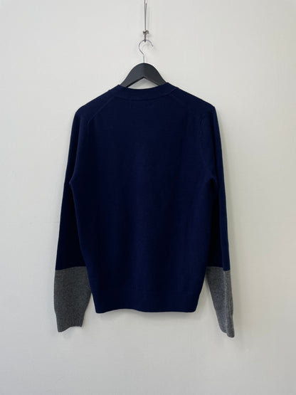 Comme Des Garçons SHIRT Lambswool Forever Cardigan | Medium, Navy Blue, Gray