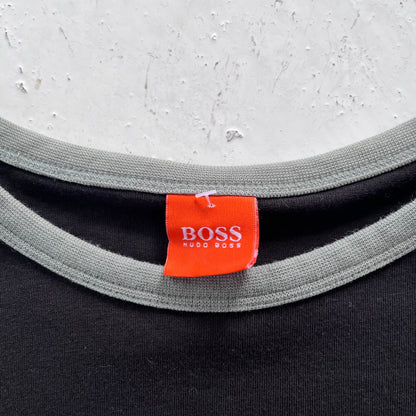 2000s hugo boss orange graphic ringer tee | Black, Black