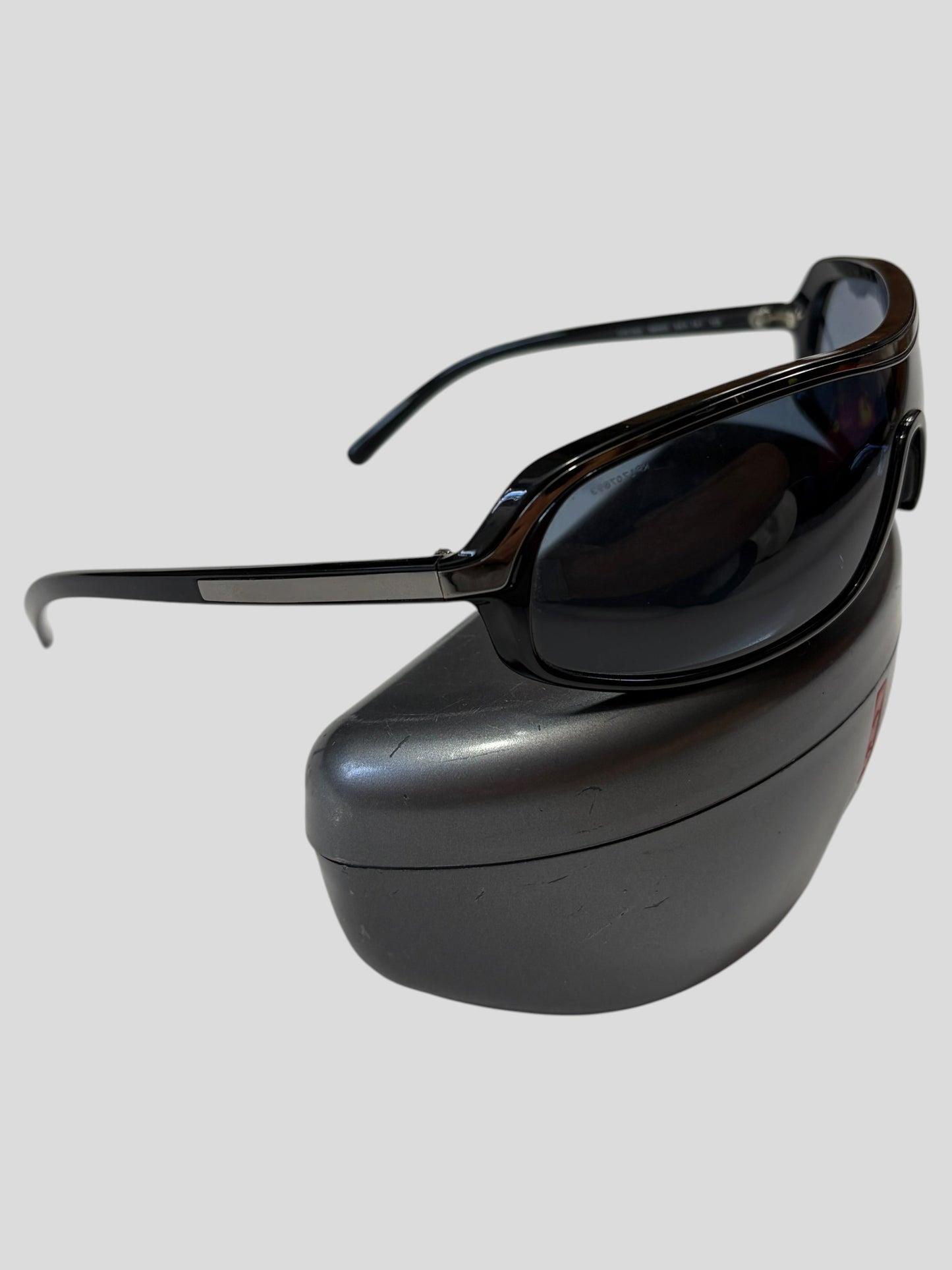 Prada Sport 00’s Red Logo Blue Lens Shield Sunglasses | O/S, Multicoloured