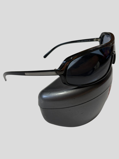 Prada Sport 00’s Red Logo Blue Lens Shield Sunglasses | O/S, Multicoloured