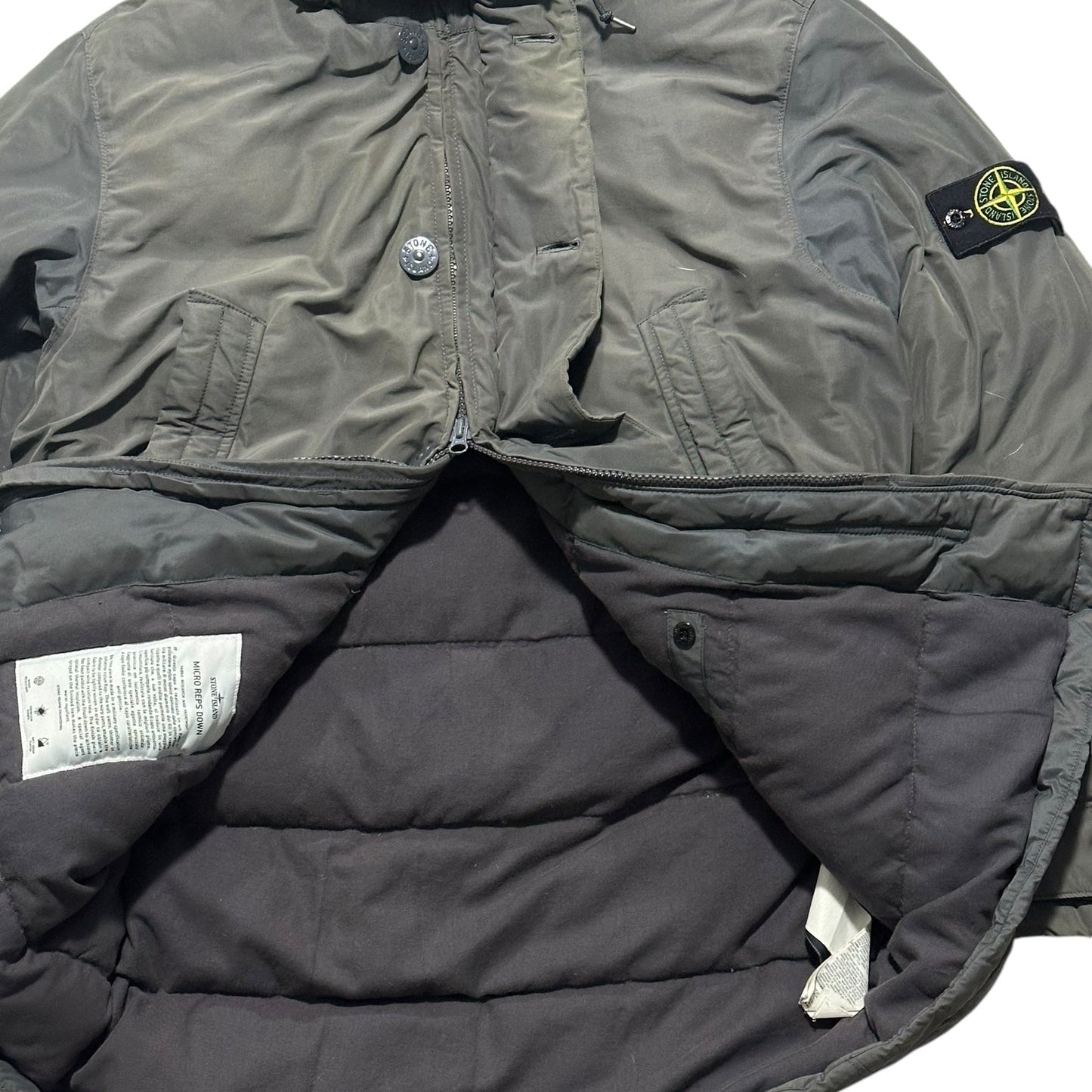 Stone Island Micro Reps Down Parka Jacket with Removable Fur Hood