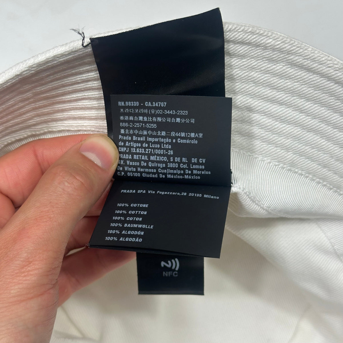 Prada 2022 Embroidered Cotton Triangle Logo Bucket Hat - L | Large, Multicoloured