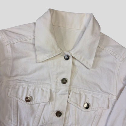 Gucci by Tom Ford 1999 White Denim Cropped Front Drop Jacket - IT40 | O/S, White