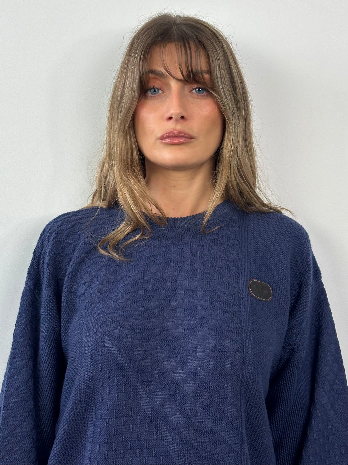 Valentino 1990s Cotton Cable Knit Logo Jumper - M/L