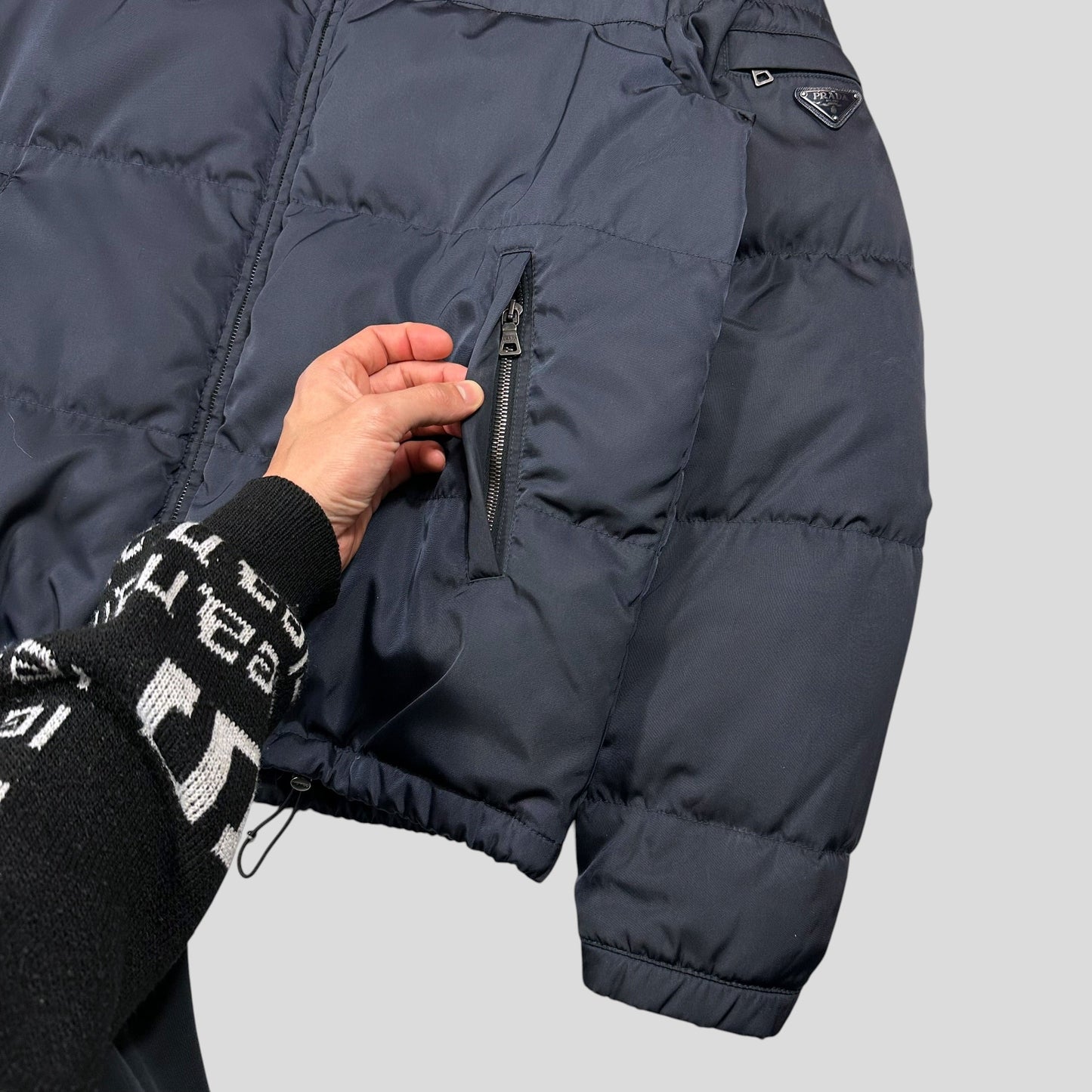 Prada 2011 Extra Fine Gabardine Nylon Triangle Logo Puffer - IT50 (L)