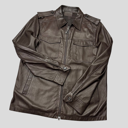 Prada Milano 00’s Nappa Leather Brown Military Field Jacket - IT54 (L)