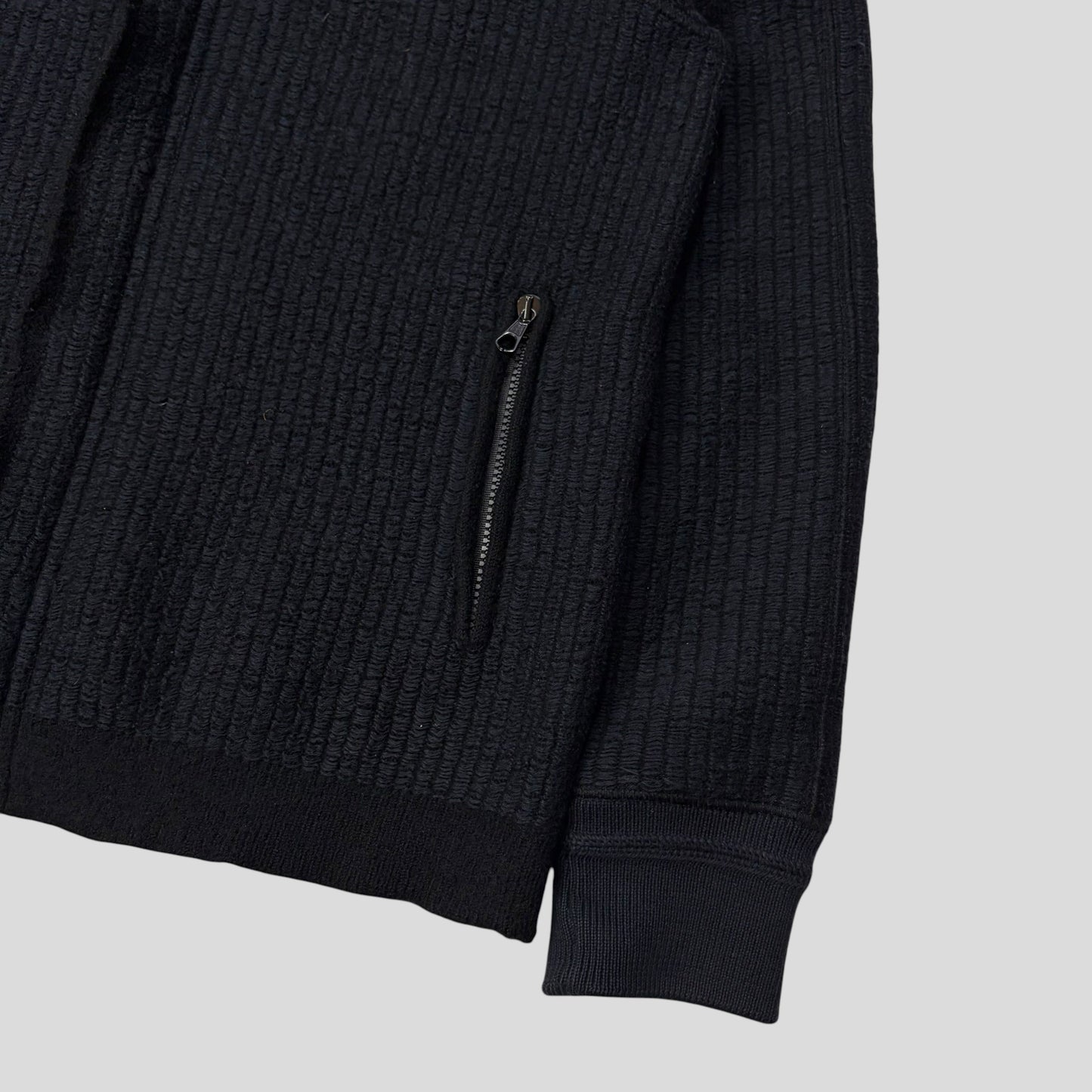 Stone Island AW04 Heavy Ribbed Knit Spellout Hoodie Jacket - M | Default Title, Navy