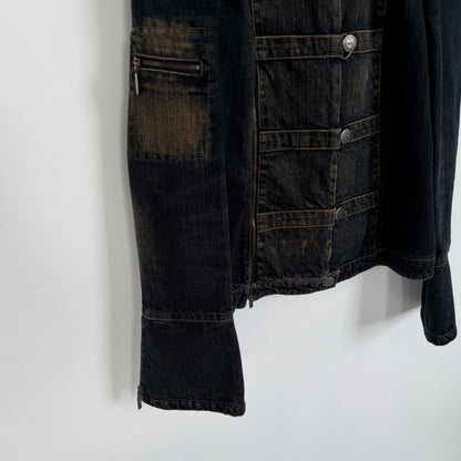 2000s armani jeans napoleon dark wash denim jacket | O/S, Dark Wash