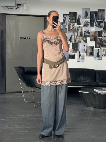 Vintage 1990s Lace Mini Slip Dress - M