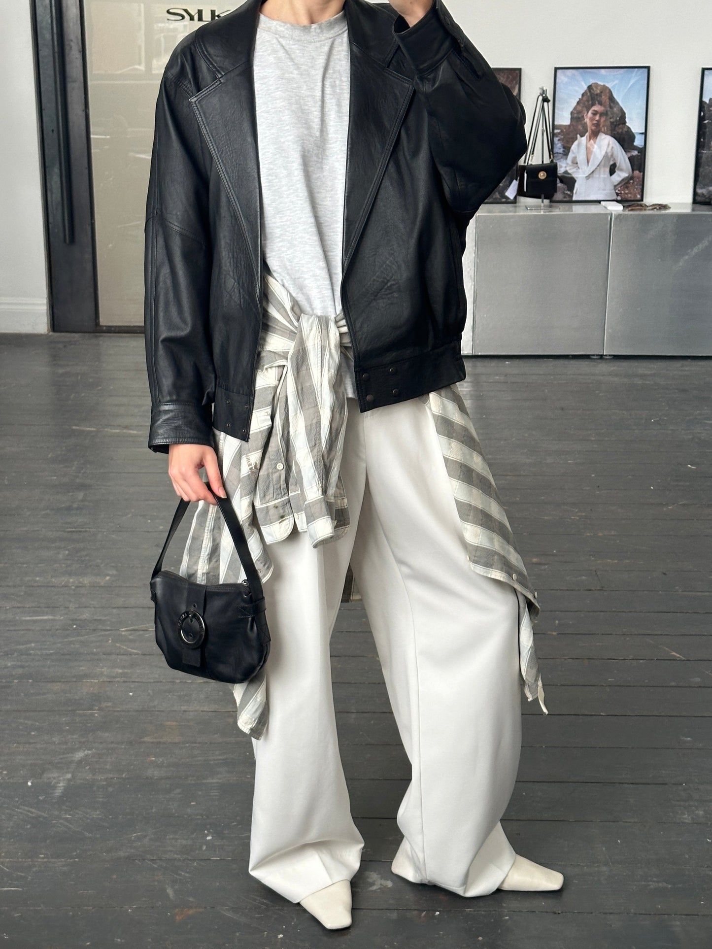 Vintage 1990s Lamb Leather Bomber Jacket - M