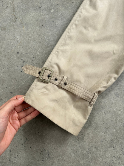 Yves Saint Laurent Pour Homme 1980s Cotton Double Breasted Belted Trench Coat - XL