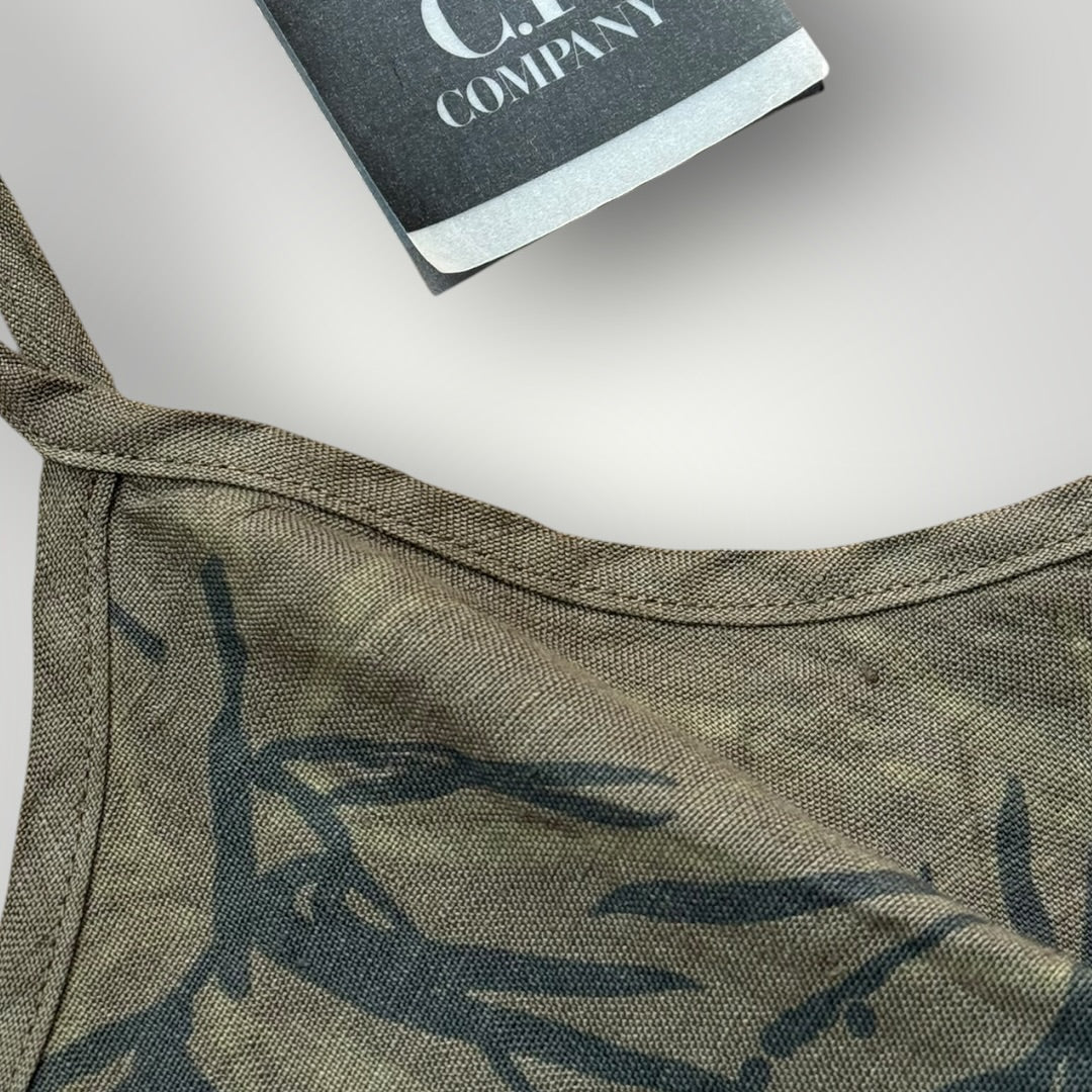 SS/1998 C.P. Company Donna Deadstock Lino Flax Dress 12-14 | O/S, Olive Green