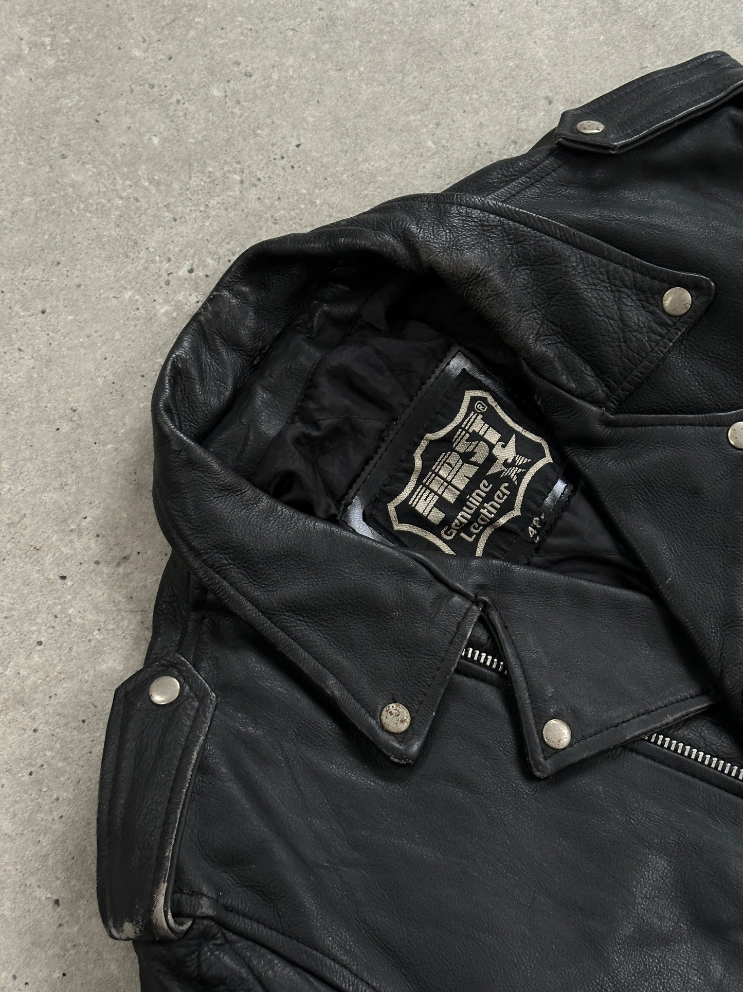 Vintage Leather Biker Jacket - XL