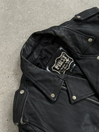 Vintage Leather Biker Jacket - XL