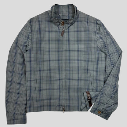 Gucci 2013 Grid Plaid Leather Horsebit Harrington Jacket - M | Default Title, Blue