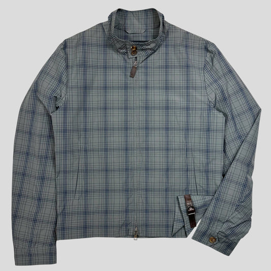 Gucci 2013 Grid Plaid Leather Horsebit Harrington Jacket - M | Default Title, Blue