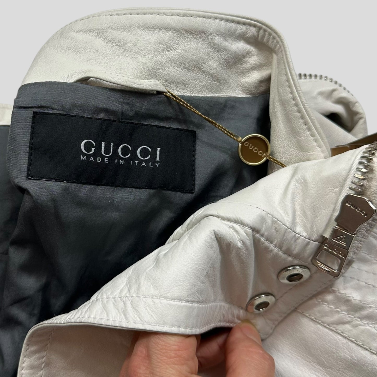 Gucci 2010 Nappa Leather Café Racer Perforated Panelled Biker Jacket - IT52 (M) | Default Title, Red