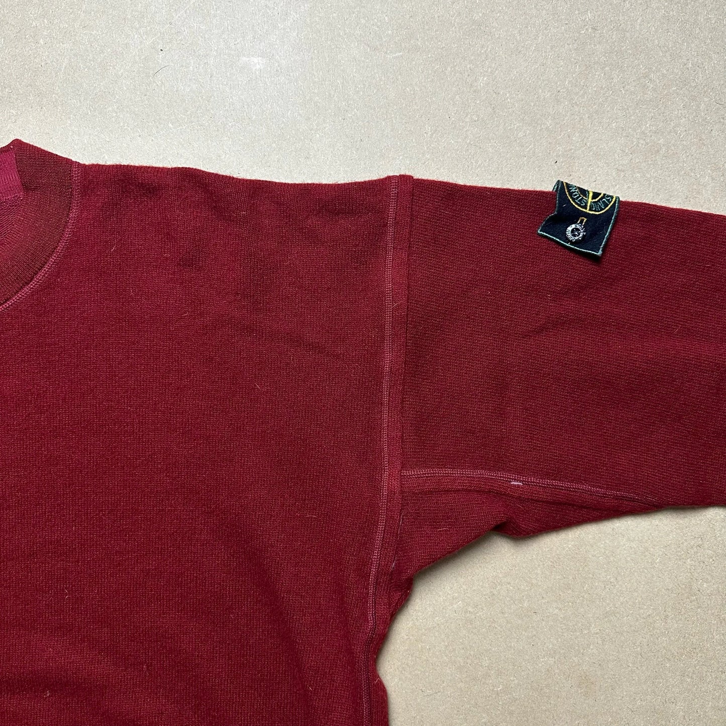 A/W 1988 Crimson Red Ribbed V-neck Sweater