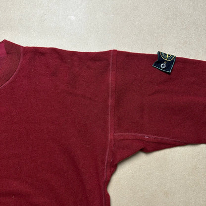 A/W 1988 Crimson Red Ribbed V-neck Sweater