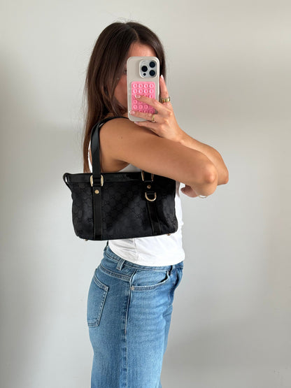 90s Gucci GG Monogram Mini Abbey Handbag Black/Brown | O/S, Multicoloured