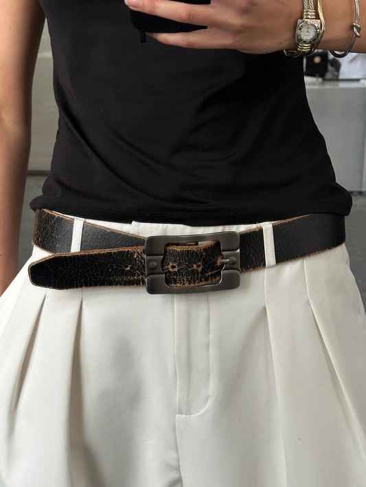 Vintage 1990s Distressed Leather Belt - W34-38