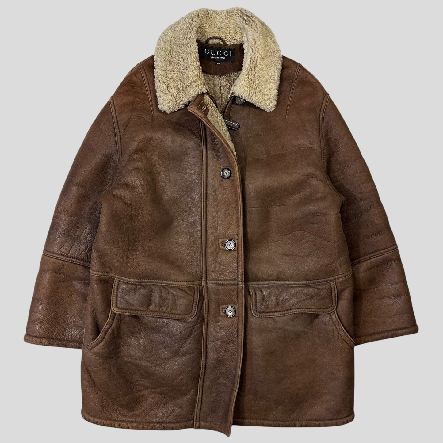Gucci by Tom Ford 90’s Sheepskin Leather Heavy Shearling Coat - M | Default Title, Brown