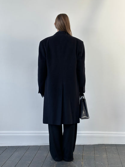 British Vintage 1990s Savoy Taylors Guild Wool Cashmere Coat - XL/XXL