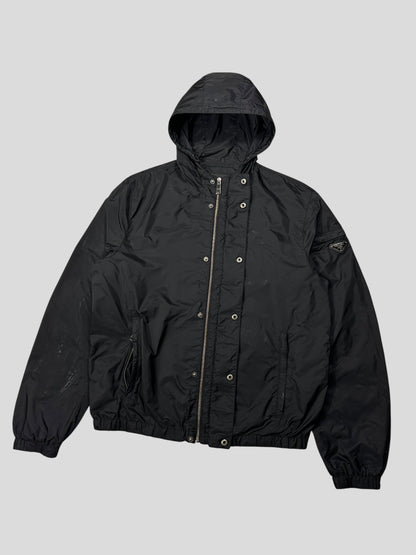 Prada Milano 2017 Triangle Plaque Logo Nylon Windbreaker Jacket - IT50 | Default Title, Black