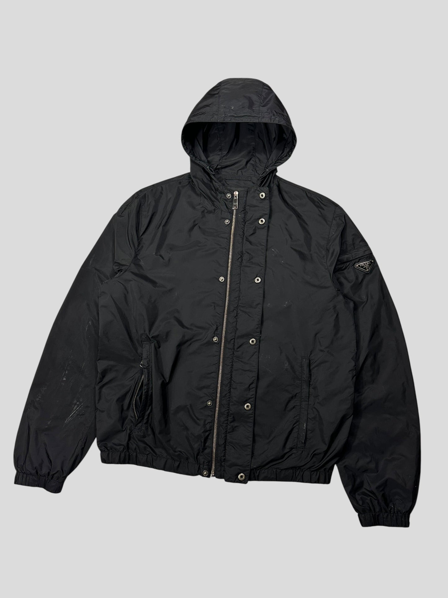 Prada Milano 2017 Triangle Plaque Logo Nylon Windbreaker Jacket - IT50 | Default Title, Black