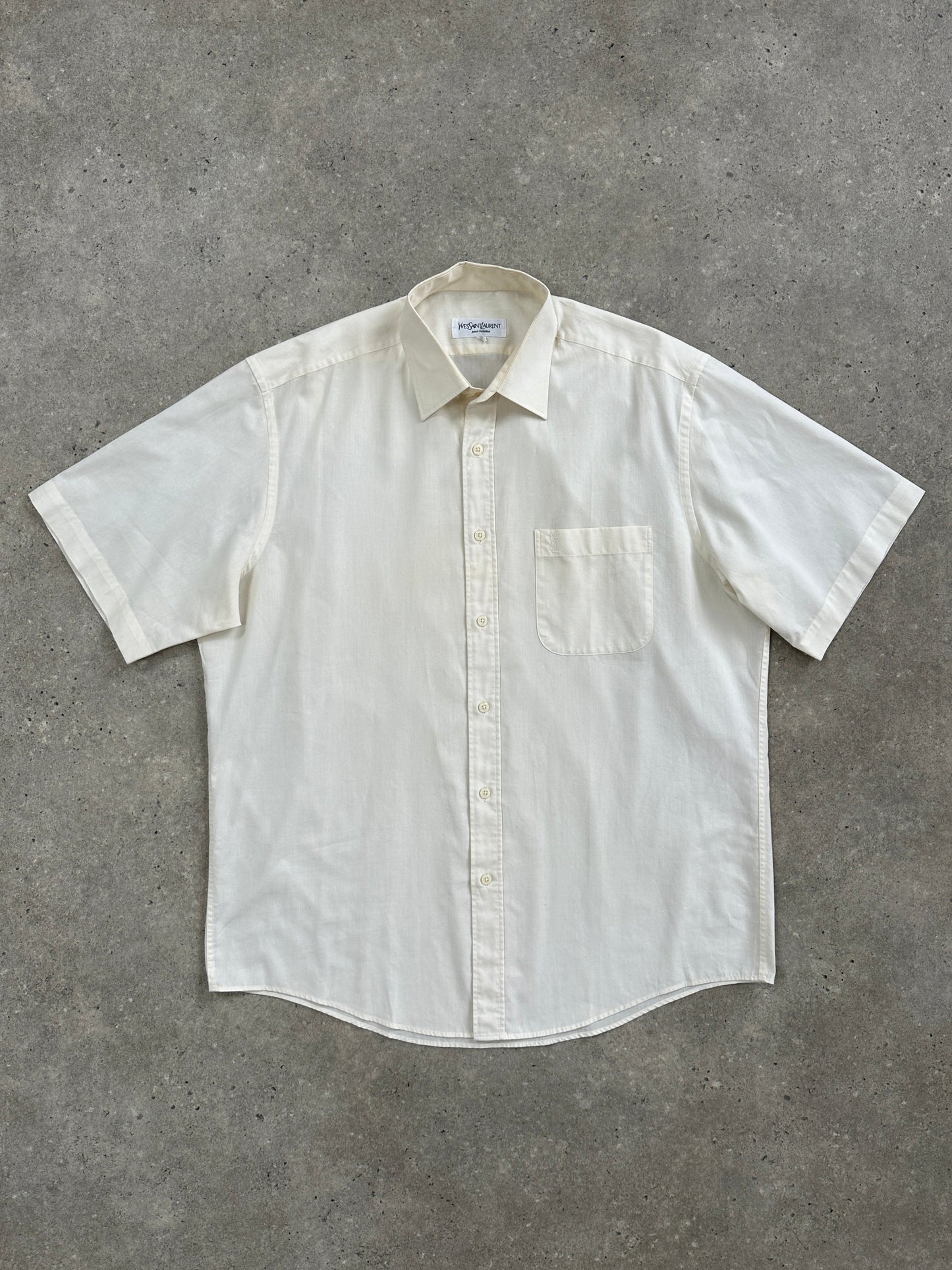Yves Saint Laurent Pour Homme 2000s Cotton Short Sleeve Logo Shirt - L/XL