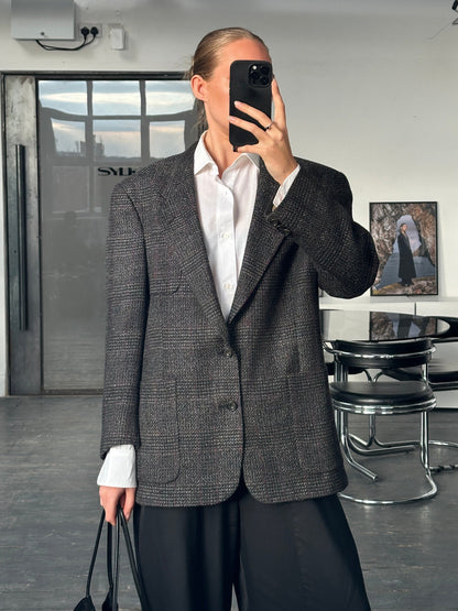 Christian Dior Monsieur 1980s Pure Wool Tweed Single Breasted Blazer - 44R/XL