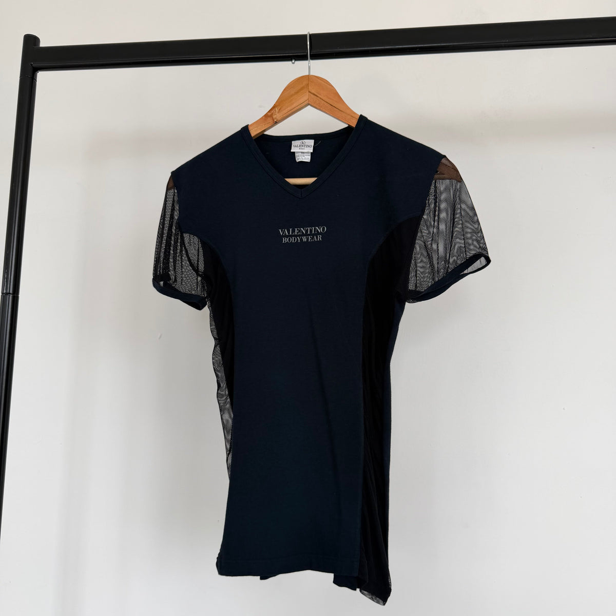 1990s valentino bodywear cotton/mesh tee | O/S, Red
