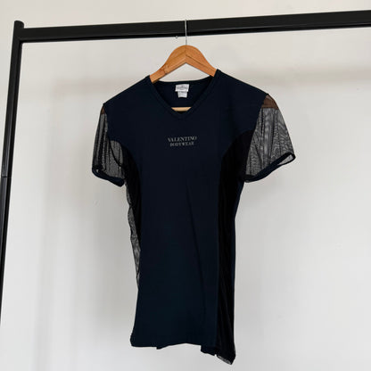 1990s valentino bodywear cotton/mesh tee | O/S, Red