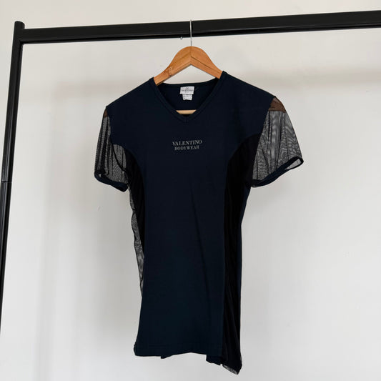 1990s valentino bodywear cotton/mesh tee | O/S, Red