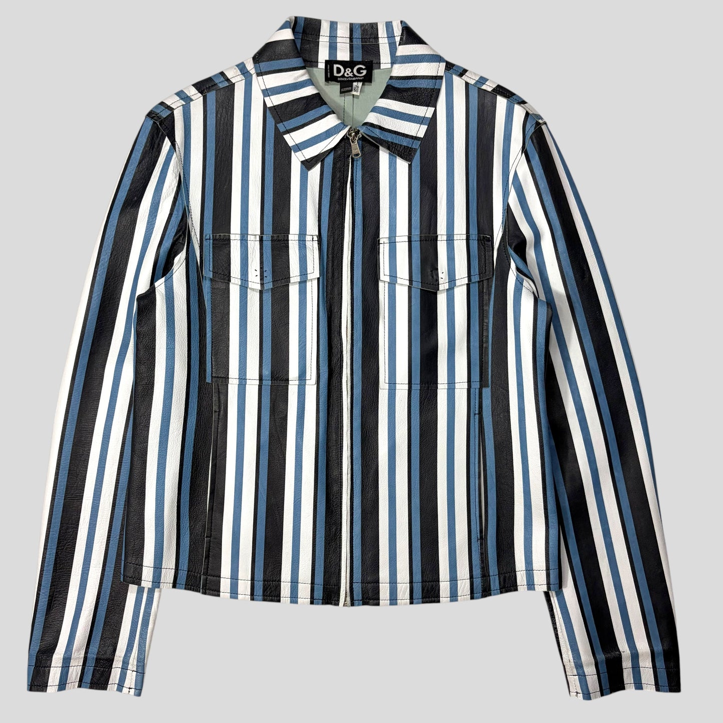 Dolce & Gabbana 00’s Leather Striped Blouson Work Jacket - M | Default Title, Multicoloured