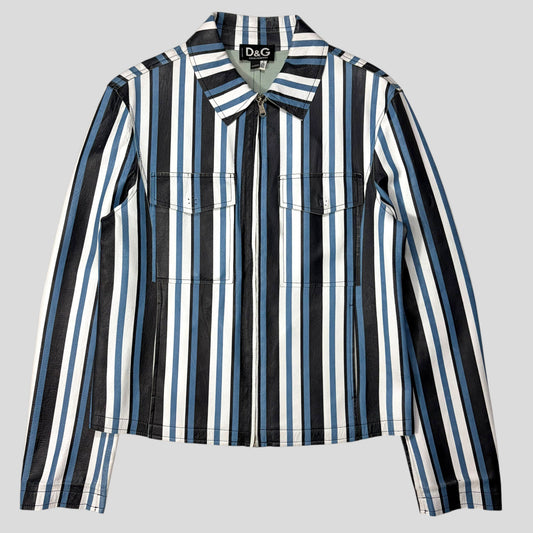 Dolce & Gabbana 00’s Leather Striped Blouson Work Jacket - M | O/S, Multicoloured