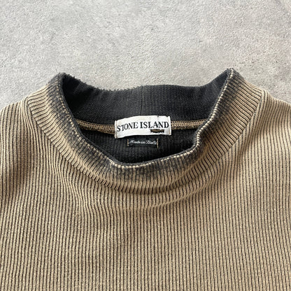 Stone Island RARE S/S 2002 mock neck ribbed sweatshirt (XL)